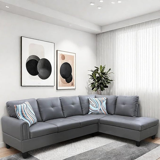 L Shaped Couch, Modular Sectional Sofa with Chaise, Modern Modular Sofas Furniture Sofa Couches for Living Room/Apartment/Office/Bedroom, Dark Grey