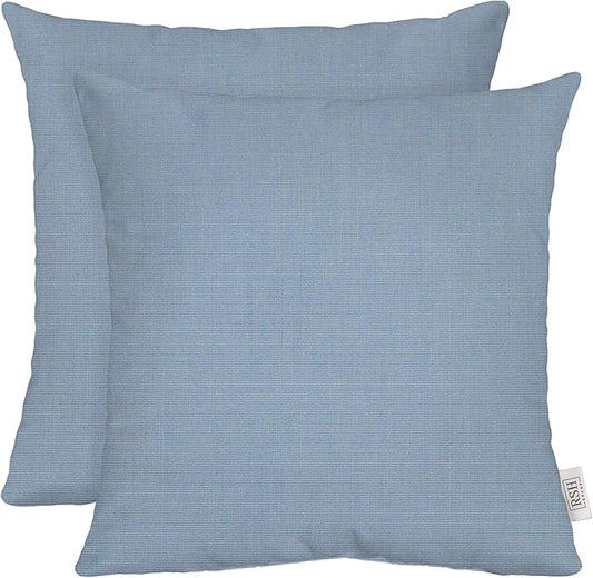 RSH DECOR: Sunbrella Square Throw Pillows Set of 2 | 20" x 20" | Water and Fade-Resistant Performance Fabric | Outdoor Pillow Covers with Down-Alternative Inserts | Canvas Air Blue