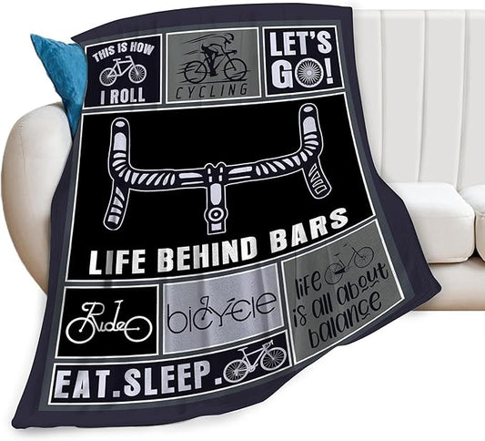 Bicycle Blanket, SportsThrow Blanket, Bicycle Gifts, Bike Stuff Fleece Flannel Plush for Women Men Boys Girls Lovers Adults Soft Bedding for Sofa Bed Office Home Decor 40"X50"