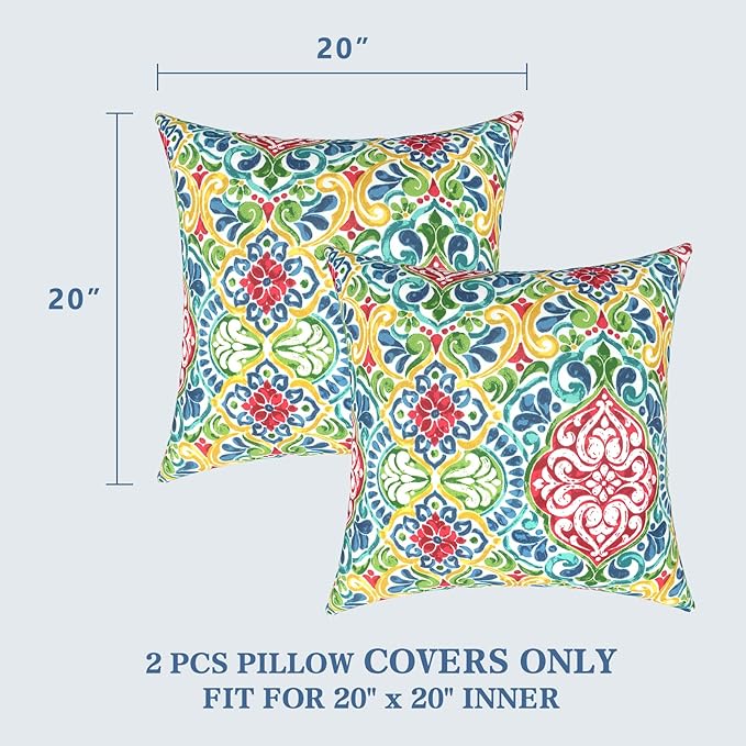 LVTXIII Outdoor Throw Pillow Covers 20 x 20 Inch, Covers ONLY Modern Cute Pattern Decorative Square Toss Pillow Case Pack of 2 for Home Patio Garden Sofa Bed Furniture, Damask Red