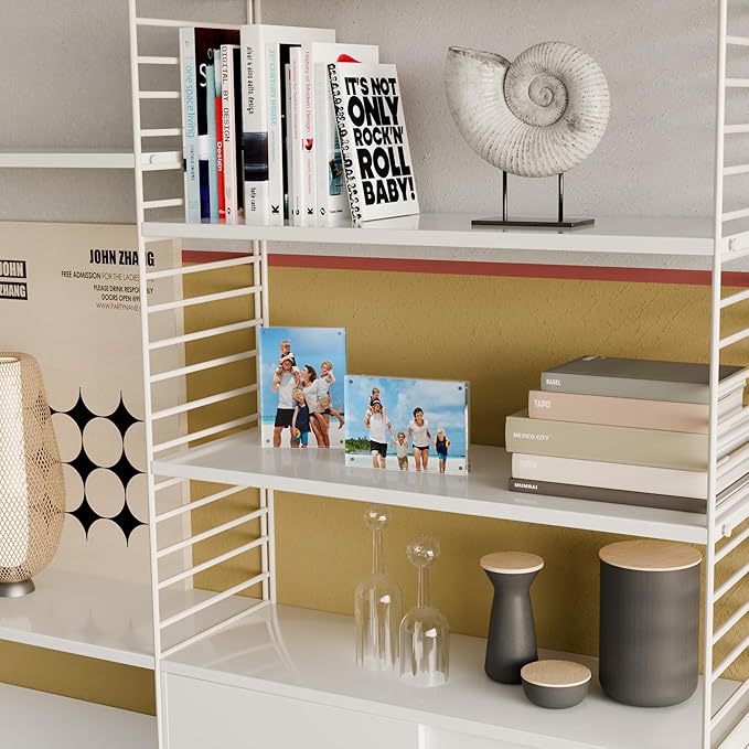 4x6 Acrylic Picture Frame 5 Pack, 20mm Thick Magnetic Double Sided Display 20% Thicker- Frameless Clear Transparent Photo Frame for Desktop/Tabletop, Self Standing with Microfiber Cloth