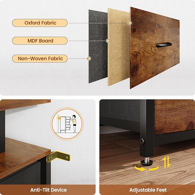 12 Drawers TV Stand Dresser for 65/70 inch TV, Entertainment Center with LED Lights & Power Outlets, 63" Large LED TV Stand, TV Console for Bedroom