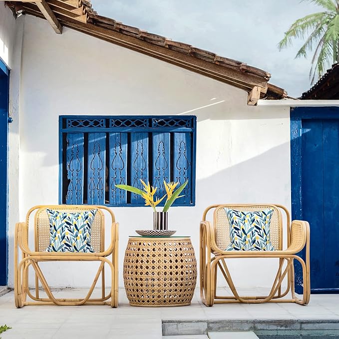 LVTXIII Outdoor/Indoor Throw Pillows, Decorative Throw Pillows with Inserts, 18"x18" Square Pillows for Bed, Couch, Sofa and Patio Furniture (Set of 2, Leaves Multi)