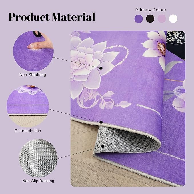 Runner Rug for Kitchen Non Slip 2'6"x8' Washable Rugs with Rubber Backing Soft Retro Lavish Leopard Floral Animal Carpet Runner for Kitchen, Laundry, Bedroom, Bathroom