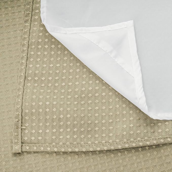 River Dream Heavyweight No Hooks Required Dotted Waffle Weave Shower Curtain with Snap in Liner - 71W x 74H,Hotel Grade,Spa Like Bath Curtain,Linen