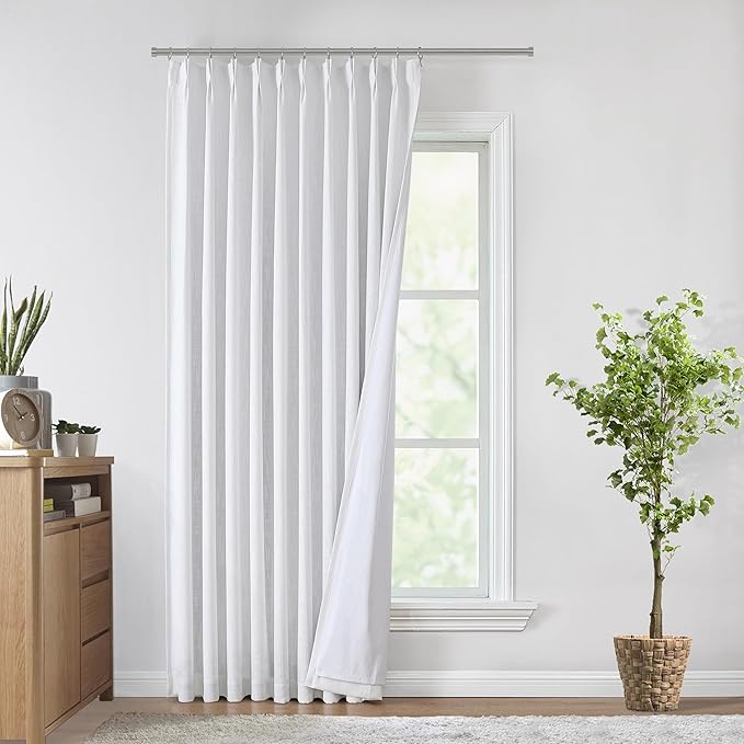 Vision Home White Pinch Pleated Full Blackout Curtains 60 inch Wide Thermal Insulated Window Curtains 84 inch for Living Room Bedroom Room Darkening Pinch Pleat Drapes with Hooks Back Tab 60"Wx84"Lx1