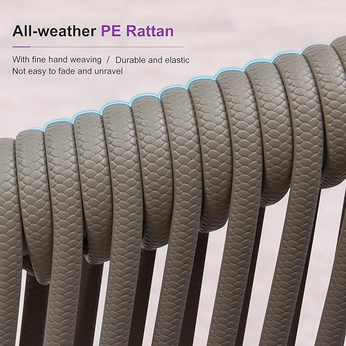 PURPLE LEAF 9 Pieces Outdoor Dining Set Patio Table and Chairs Set Aluminum Rattan Wicker Patio Furniture Set for Lawn Backyard Deck Grey