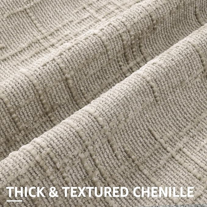 decorUhome Fall Light Brown Chenille Throw Pillow Covers 18x18 Set of 2 Thick Textured Slubby Couch Pillow Covers Farmhouse Accent Modern Neutral Decorative Pillow Cases for Bed Sofa Living Room