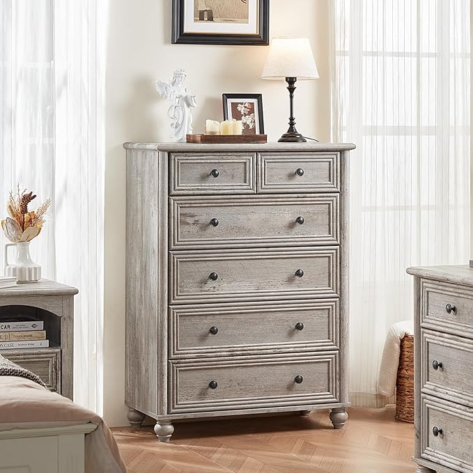 Farmhouse Dressers & Night Stand Set of 3, Wood 54" Wide Dresser & 43.5"Tall Chest of Drawers, 18" with Charging Station Nightstand, Bedroom Furniture 7 Drawer Dresser Set for Home Living Room Hallway