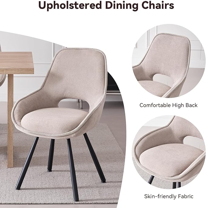 47" Round Dining Room Table Set for 4, [Fanned Base] [1.38" Thick Top] Wood Kitchen Table with 4 Swivel Dining Chairs