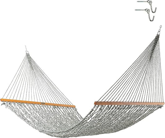 Original Pawleys Island 15DCOTG Presidential Green Oatmeal Heirloom Tweed DURACORD Rope Hammock w/Extension Chains & Tree Hooks, Handcrafted in The USA, 450 LB Weight Capacity, 13 ft. x 65 in.