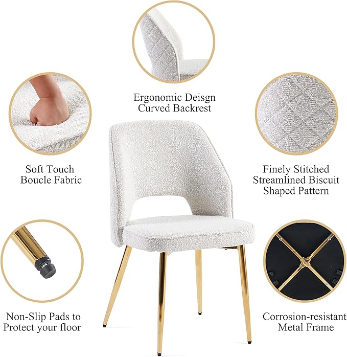 NORDICANA 3-Piece Dining Table Set for 2 - Space Saving 37-Inch Round Table and Chairs, 2 Seaters Dining Set with Upholstered Dining Chairs (Beige)