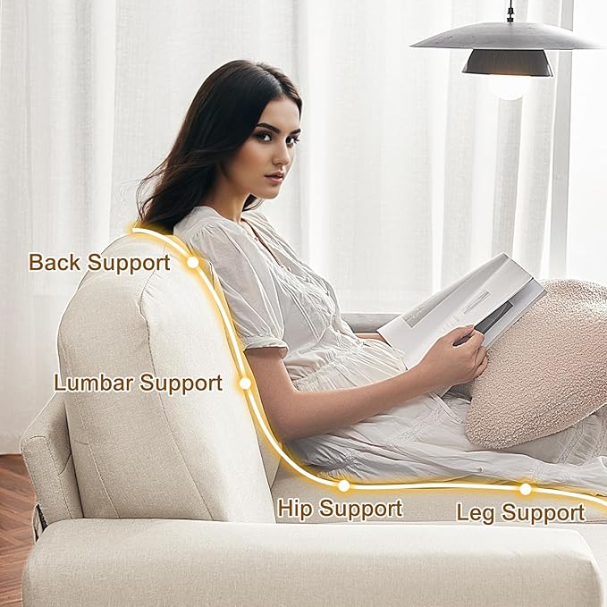 Furnimart Sectional Couches for Living Room, Modern 2 Loveseats and 3 Seater Couch, CreamDeep Seat Sofa Set, Beige Linen Sectional Sofa, Comfy Fluffy Couch with Removable Sofa Cover