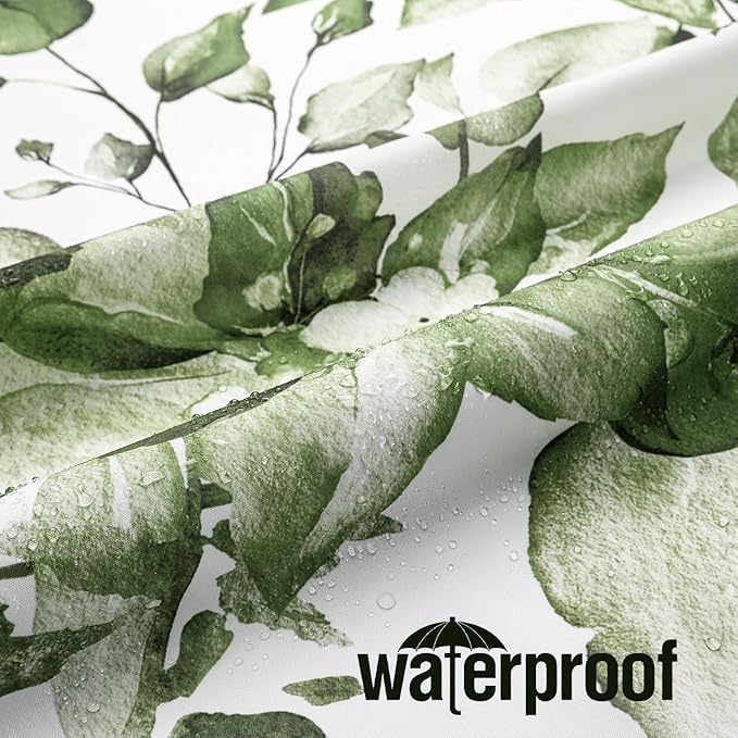 Gibelle Extra Long Shower Curtain 72 x 84, Tall Olive Green Floral Shower Curtain for Bathroom, Watercolor Plant Eucalyptus Leaves Fabric Shower Curtain Set with Hooks