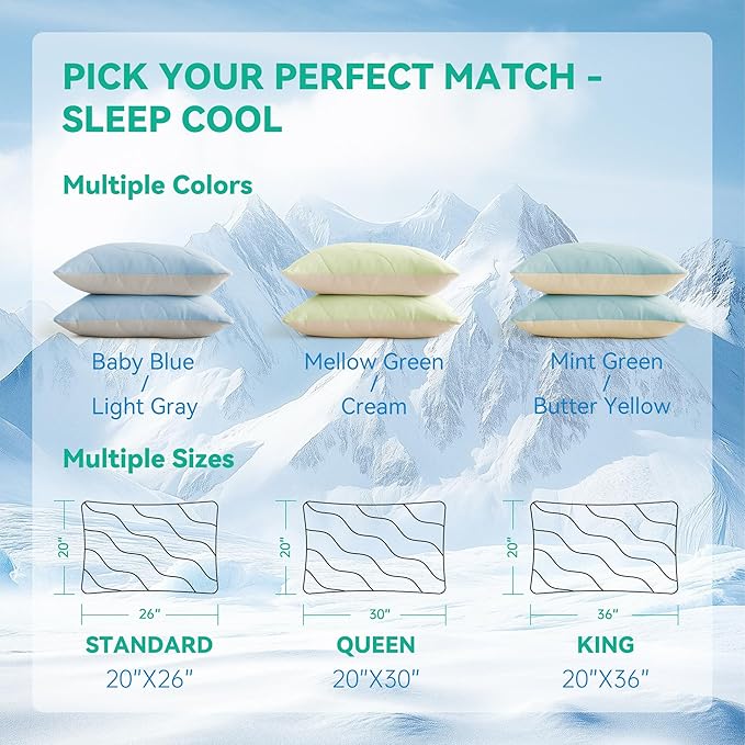 Three Geese Cooling Goose Feather Down Bed Pillows Queen Size Set of 2 for Hot Sleepers, Q-Max>0.45, Cooling Hotel Bed Pillows for Side Stomach Back Sleepers, Washable Removable Cover, 20" x 30"