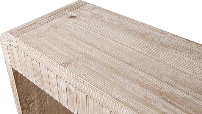 59" Wood Console Table for Entryway, Long Sofa Table Behind Couch Narrow Entryway Table with 2 Drawers Fluted Design for Living Room, Hallway, Foyer, Easy Assembly, Natural Wood