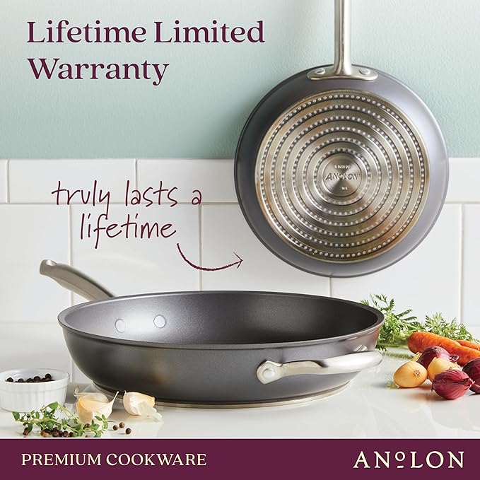 Anolon Accolade Forged Hard Anodized Nonstick Pots & Pans - Induction Cookware Set - 12 Piece - Moonstone Gray