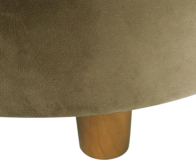 HomePop Home Decor | Button Tufted Velvet Round Storage Ottoman | Ottoman with Storage for Living Room & Bedroom, Light Sage Green Velvet