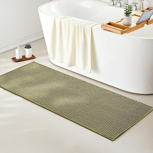 Bathroom Rugs Non Slip Washable, Super Absorbent Thin Bath Mat Quick Dry Low Pile Bathroom Rug, Sage 24"x60"