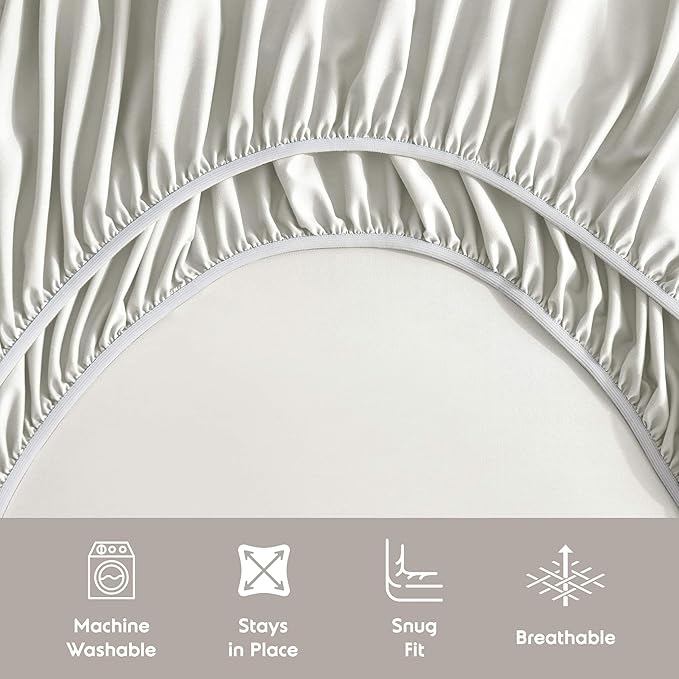 Nestl Twin Sheet Set - 1800 Ultra-Soft Microfiber Twin Bed Sheets - Double Brushed - Deep Pockets - Easy Fit - Extra Soft - 3 Piece Set - Bedding Sheets & Pillowcases (Twin, Off White)