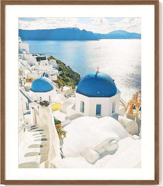 Axeman 24x28 Frame | Solid Oak Wood 24x28 Frame With Mat for 20x24 | 24x28 Picture Frame Wood Poster Frame | Tempered Glass and Hanging Hardware Included Home Wall Decor Art Hanging Frame | Walnut