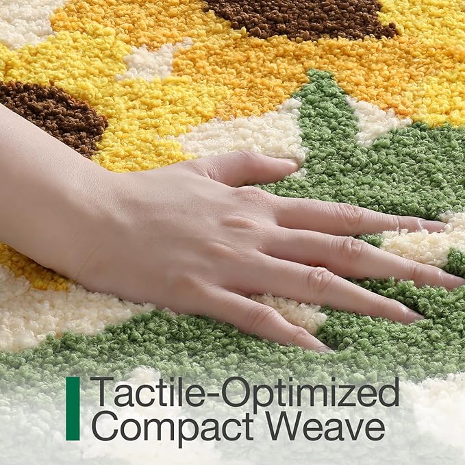 LUMI Bathroom Rug 16x24, Soft Absorbent Microfiber Bath Mats, Non-Slip Machine Wash Bath Mats for Bathroom, Shower and Bathtub Floor, Sunflower