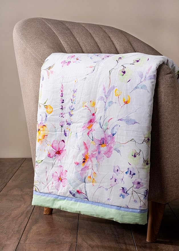 Maison d' Hermine Throw Blanket for Couch Lightweight Soft Warm Breathable Cotton Throw Blankets for Bed Girls Boys Women Men Gifts Sofa Travel Living Room Chair Bedding (60"x80", Summer Floral)