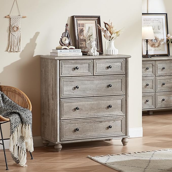 Farmhouse Dressers & Night Stand Set of 3, Wood 54" Wide 6 Drawer Dresser & 35.5"Tall Chest of Drawers, 18" with Charging Station Nightstand, Bedroom Furniture Dresser Set for Home Living Room Hallway