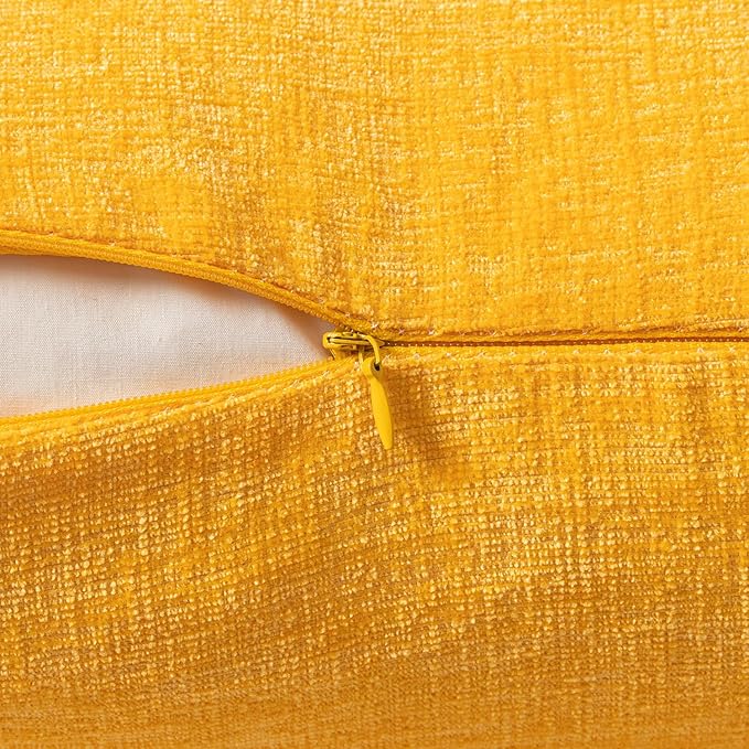 MIULEE Pack of 2 Couch Throw Pillow Covers 20x20 Inch Soft Goose Yellow Chenille Pillow Covers for Sofa Living Room Solid Dyed Pillow Cases