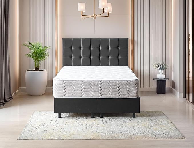 Ottomanson Twin XL 12” Hybrid Mattress - Rock Salt Infused Quilted Cover - Made in USA - Medium-Firm Support - Individually Pocketed Coils & CertiPUR-US Foam - Fiberglass-Free - Bed in a Box