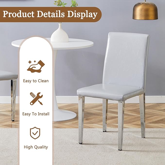 Glass Dining Table Set for 4, 63” Kitchen Table Set for 4, Modern Dining Room Table Set with Upholstered Chairs, Tempered Glass Tabletop with Y Shape Base