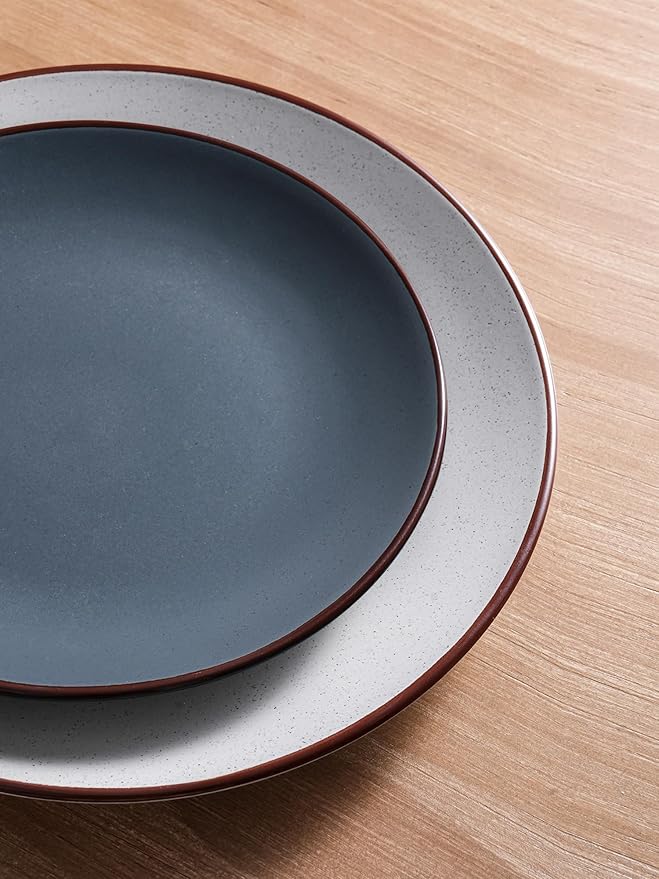 Famiware Venus Plates and Bowls Sets, 12 Pieces Stoneware Speckled Dinnerware Sets, Dishes Set for 4, Microwave and Dishwasher Safe, Matte Multi-color