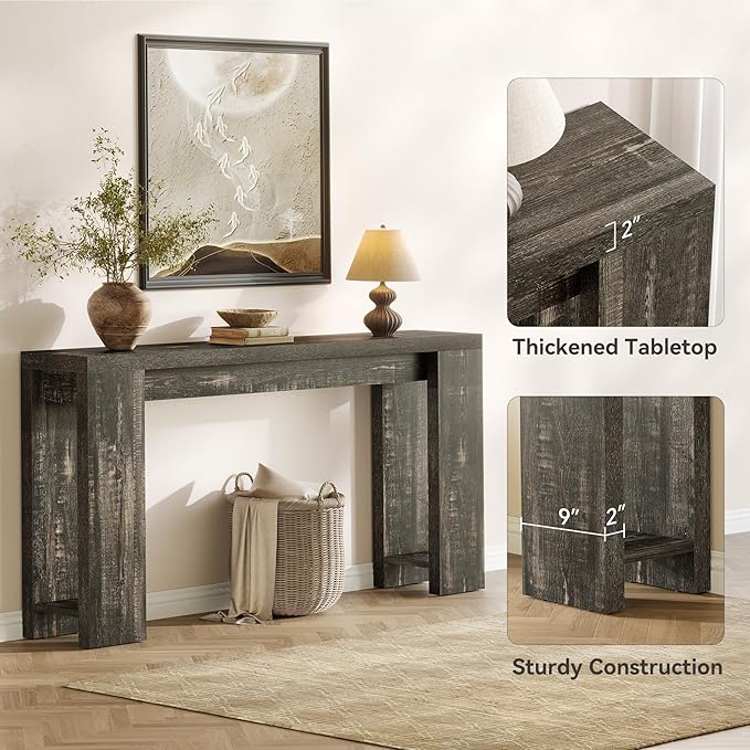 LITTLE TREE 70.9-Inch Long Console Table, Narrow Sofa Table Behind The Couch, Farmhouse Console Table for Living Room, Entryway, Hallway