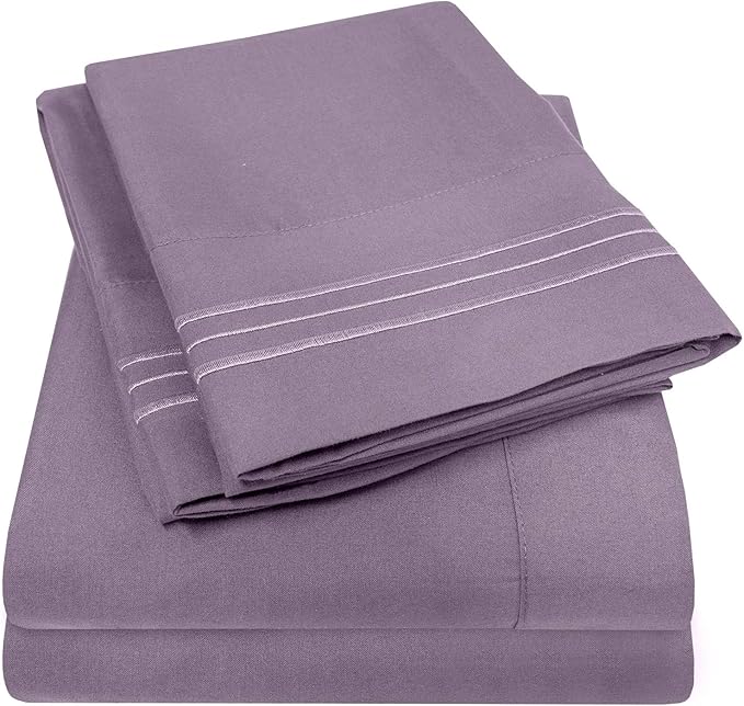 1500 Supreme Collection Queen Sheet Sets Plum - Luxury Hotel Bed Sheets and Pillowcase Set for Queen Mattress - Extra Soft, Elastic Corner Straps, Deep Pocket Sheets, Queen Plum