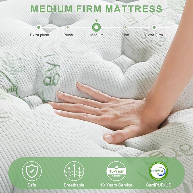 King Size Mattress 14 Inch, Medium Firm Memory Foam Hybrid Mattress with Individual Pocket Spring - Pressure Relief, Motion Isolation, Cool Sleep, 80" x 76"
