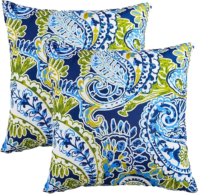 Outdoor Pillows, Pack of 2 Waterproof Decorative Throw Pillows with Inserts, 18”x18” Square Pillows for Bed, Couch, Sofa and Patio Furniture