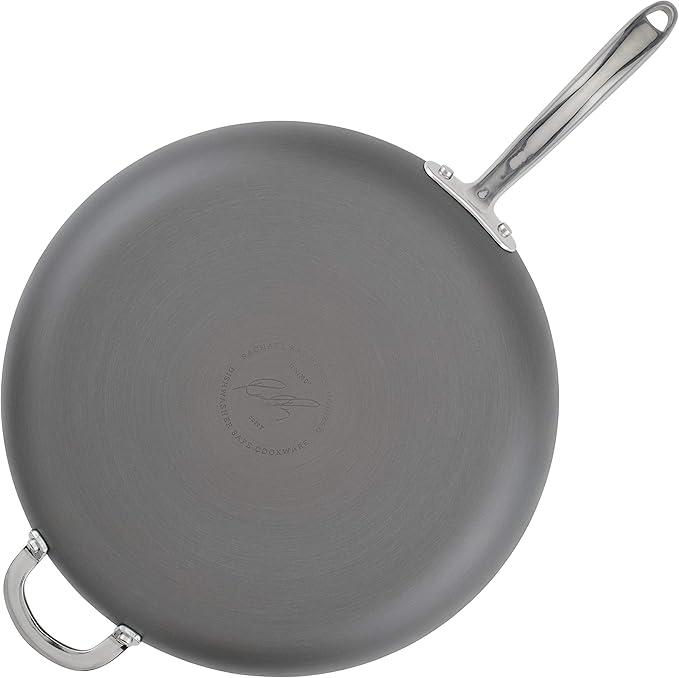 Rachael Ray 80089 Professional Hard Anodized Nonstick Frying/Fry Pan/Skillet with Helper Handle, 14 Inch - Gray