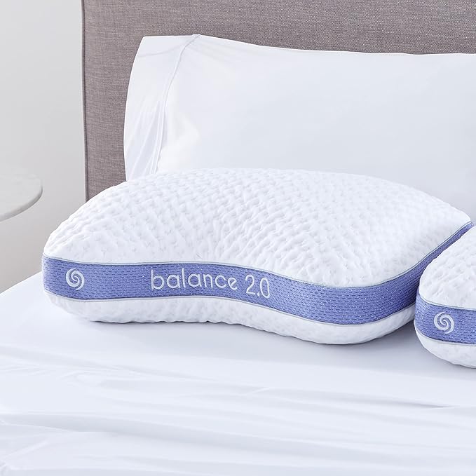 Bedgear Balance Cuddle Curve Performance Pillow - Size 2.0 - Moisture-Wicking Pillow for Side Sleepers - Medium Firmness Bed Pillow- Hypoallergenic, Washable Removable Cover - 20" W x 26" L x 5.75" H