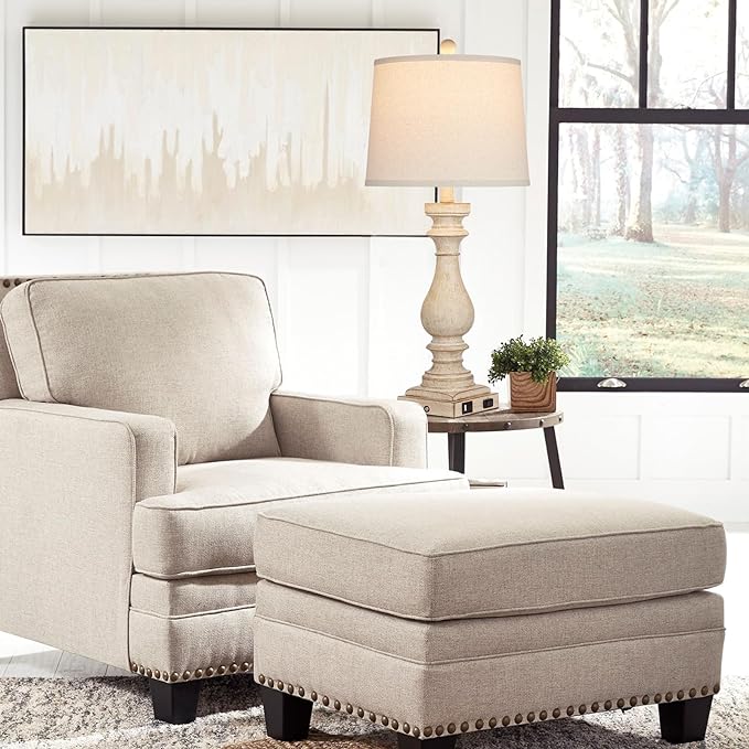 29" Tall Table Lamp for Living Room Set of 2,Vintage Bedside Nightstand Lamps with USB C+A Ports & AC Outlet,3-Way Dimmable Touch Control Desk Lamp for Bedroom,Color 1