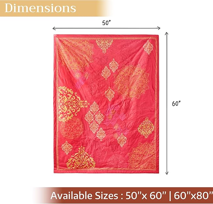 Maison d' Hermine Throw Blanket for Couch Lightweight Soft Warm Breathable Cotton Throw Blankets for Bed Girls Boys Women Men Gifts Sofa Travel Living Room Chair Bedding (60"x80", Versailles)