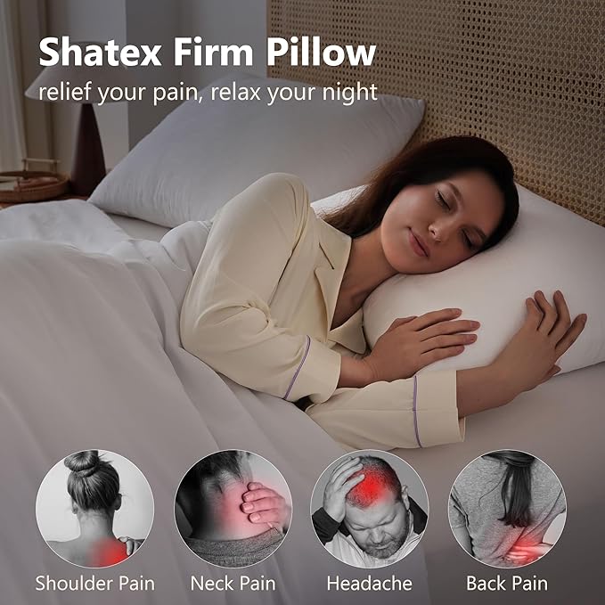 Shatex Firm Pillow, King Bed Pillow 34 x 20inch, Adjustable for Neck Pain Relief，Back Pillow Provide Strong Support for Stomach & Side Sleepers