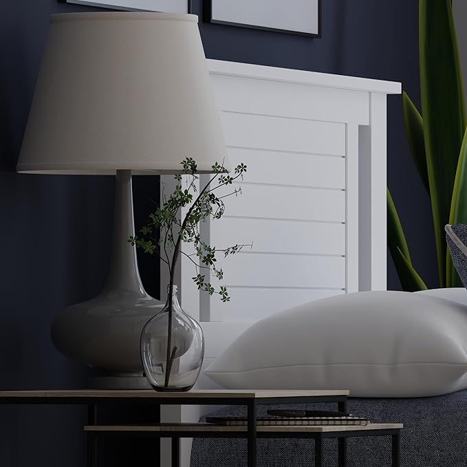 Serene Poplar Wood Twin Headboard, Modern Farmhouse Panel with Horizontal Scoring, Twin Size Headboard in White, Casual Coastal Style, Easy Assembly, Quality Materials