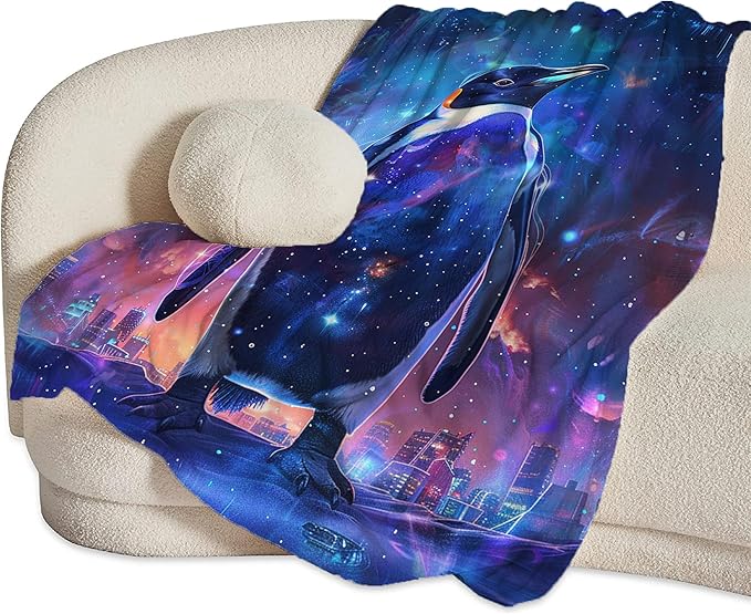Fantasy Penguin Blanket Penguin Throw Blanket Penguin Gifts and Decor Animal Blanket for Girls Boys Women Men Kids Adults Soft Warm Cozy Fleece Blanket for Couch Sofa Bed 60"x50"