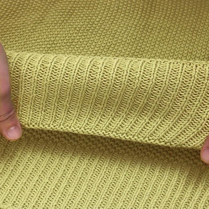 PiccoCasa 100% Cotton Knit Throw Blanket,Solid Lightweight Decorative Throws and Blankets,Soft Knitted Throw Blanket for Sofa Couch, Dark Sea Green 50" x 60"