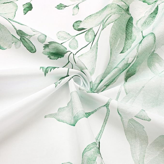 Gibelle Small Stall Shower Curtain 36 x 72, Narrow Half Mint Green Floral Shower Curtain for Bathroom, Watercolor Plant Eucalyptus Leaves Fabric Shower Curtain Set with Hooks