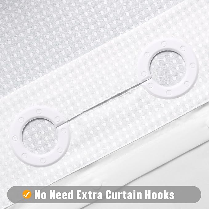 MitoVilla No Hooks Needed Blue Ombre Waffle Shower Curtain with Snap-in Liner, Modern Waffle Weave Heavy Duty Fabric Cloth Shower Curtain for Luxury Neutral Hotel Spa Bathroom Decor, 72 x 74