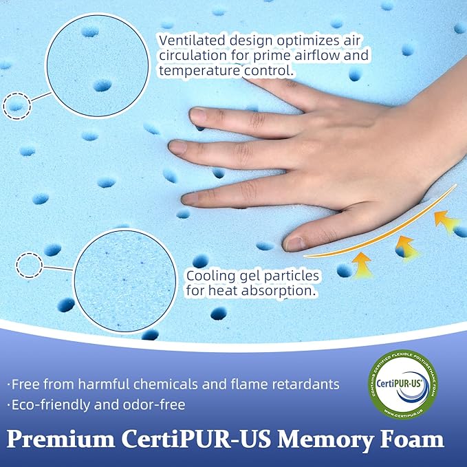 Ultra Thin Flat Pillows for Sleeping Standard Size Set of 2, Cooling Memory Foam Pillow 2.75 inch Height Ultra Thin Pillow,Slim Bed Pillows for Stomach Back Sleeper,16x25 Inch