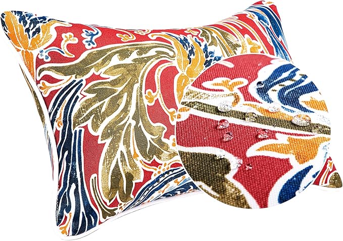 JMGBird Outdoor Lumbar Pillows Set of 2 with PP Cotton Fill for Patio Furniture Decorative Pillows 12x20 Inch