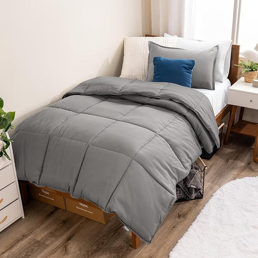Bare Home Comforter Set - Twin/Twin Extra Long Size - Ultra-Soft - Goose Down Alternative - Premium 1800 Series - All Season Warmth (Light Grey)