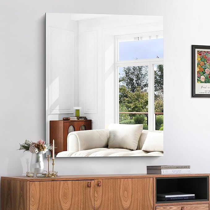 KOCUUY Frameless Bathroom Mirror, 30"x36" Frameless Mirror for Bathroom Sink, Unframed Mirrors for Wall Upgraded Shatterproof Design, Modern Decorative for Bedroom, Living Room, Entryway
